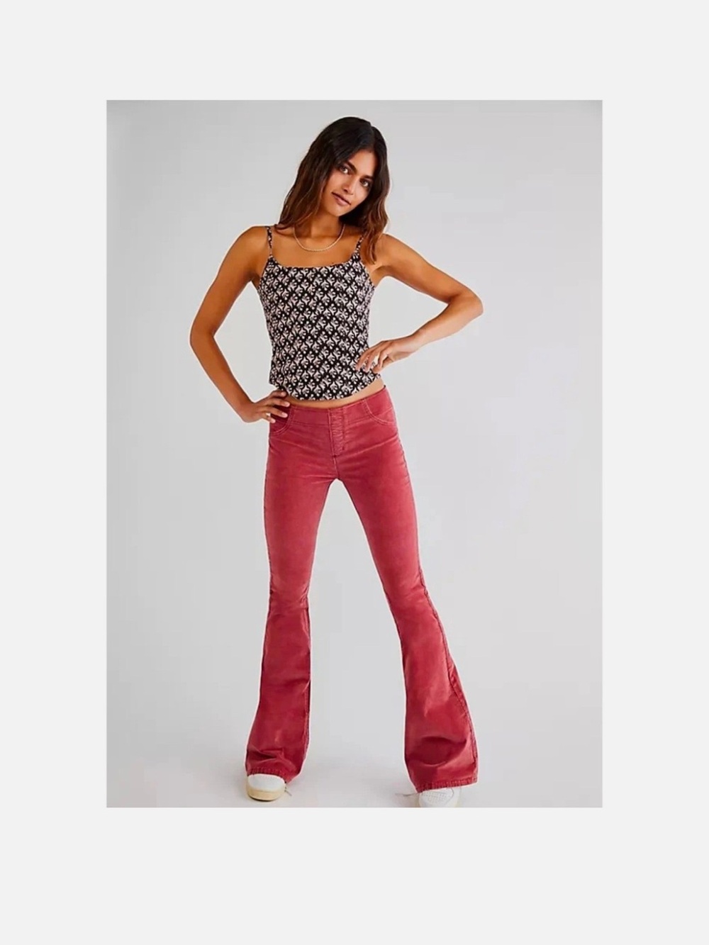 Free People We The Free Pull-On Corduroy Flare Pants Rose Pink